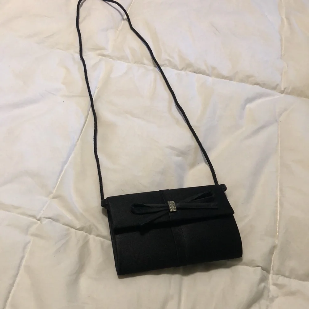 Formal, small, black satin purse
